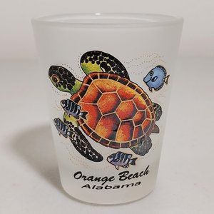 Orange Beach Alabama Shot Glass Collectible Smoked Glass Turtle & Fish #S022